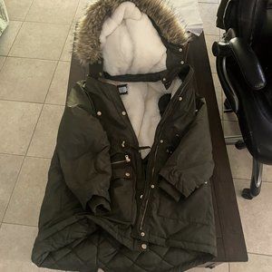 Time & Tru Extra Large (16 -18) Olive Green Winter Coat